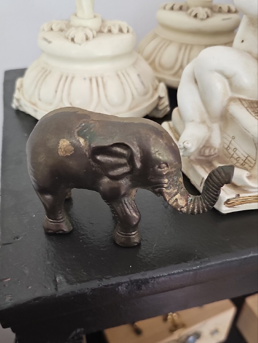 Antique-Style Gold Elephant Accent - Decorative Home Decor